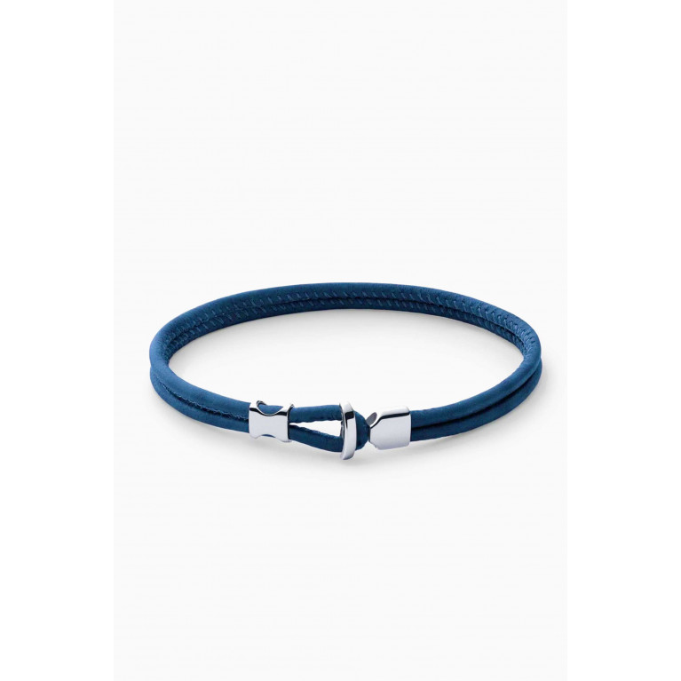 Miansai - Orson Loop Bracelet in Sterling Silver & Leather Blue