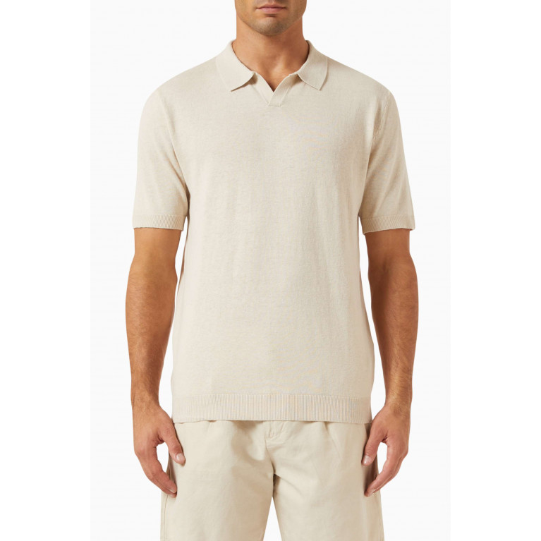 Selected Homme - Lake Polo Shirt in Linen-blend Neutral