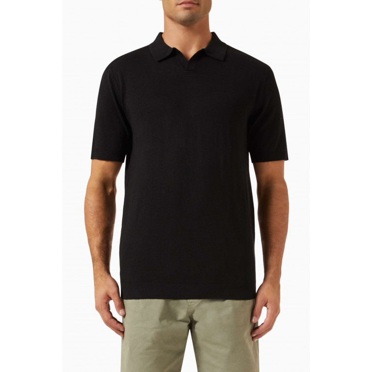 Selected Homme - Lake Polo Shirt in Linen-blend Black