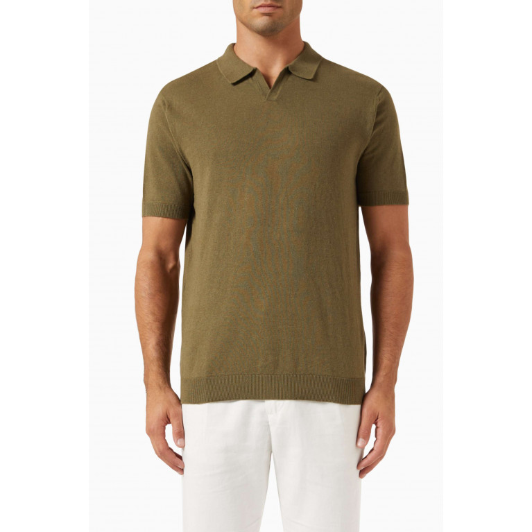 Selected Homme - Lake Polo Shirt in Linen-blend Green