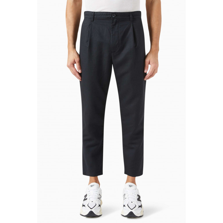 Selected Homme - Crop Pants in Linen-blend Black