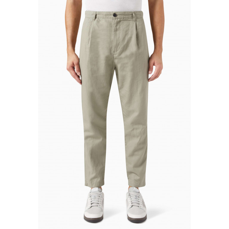 Selected Homme - Crop Pants in Linen-blend Green