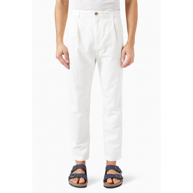 Selected Homme - Crop Pants in Linen-blend White