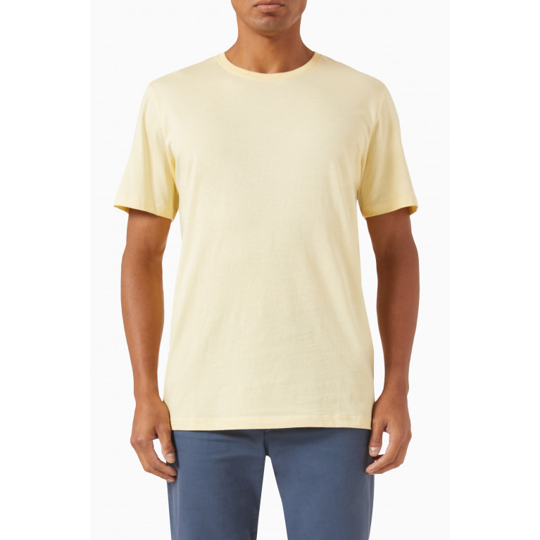 Selected Homme - Logo Tab T-shirt in Cotton Jersey Yellow