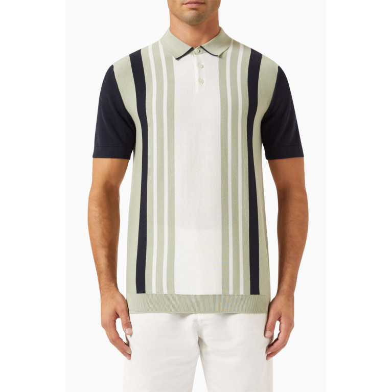Selected Homme - Mattis Striped Polo Shirt in Organic Cotton-knit Multicolour