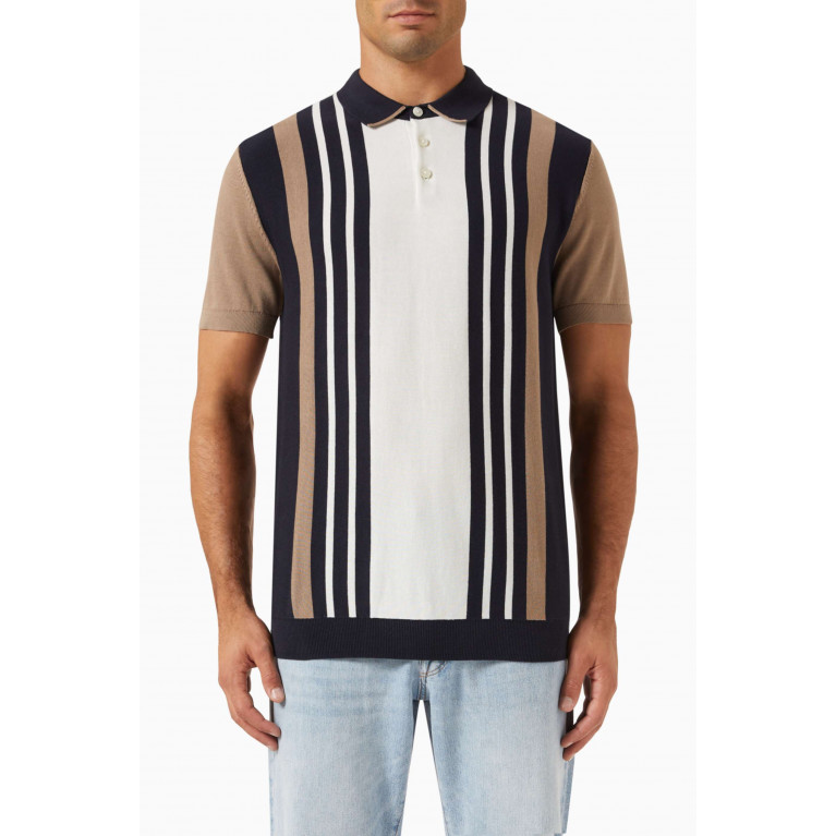 Selected Homme - Mattis Striped Polo Shirt in Organic Cotton-knit Multicolour