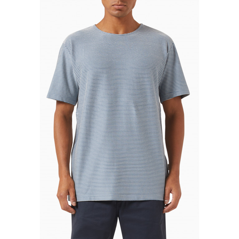Selected Homme - Striped T-shirt in Cotton Jersey Blue