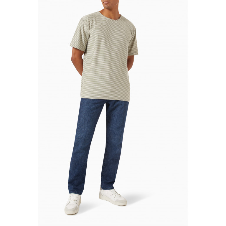 Selected Homme - Striped T-shirt in Cotton Jersey Green