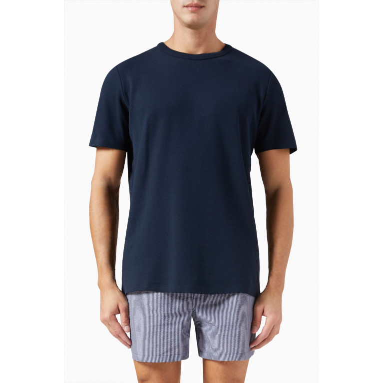 Selected Homme - Classic T-shirt in Cotton Piqué Blue