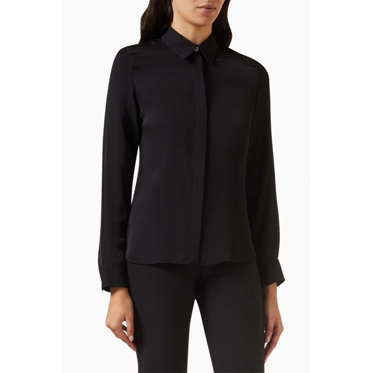 Theory - Classic Fitted Shirt in Silk Georgette Black