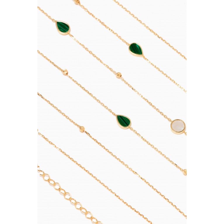 M's Gems - Nisa Malachite & Mother of Pearl Necklace in 18kt Gold