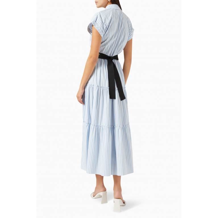 Hukka - Tiered Striped Midi Dress in Cotton