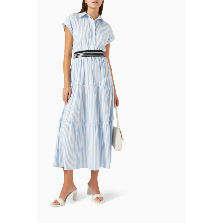 Hukka - Tiered Striped Midi Dress in Cotton