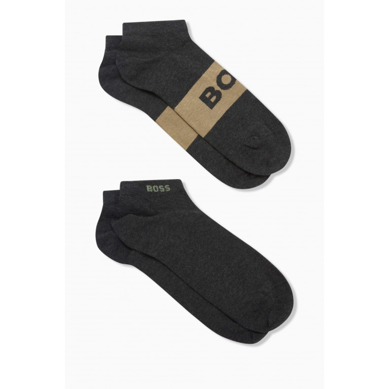 Boss - Logo Ankle Socks in Cotton-blend, Set of 2