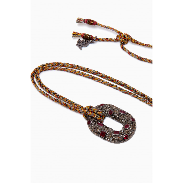 Patricia Arango - Ruby & Diamond Link Necklace in Sterling Silver