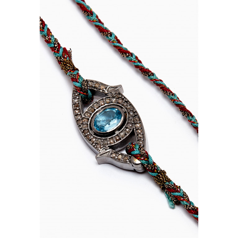 Patricia Arango - Eye Clasp Aquamarine & Diamond Necklace in Sterling Silver