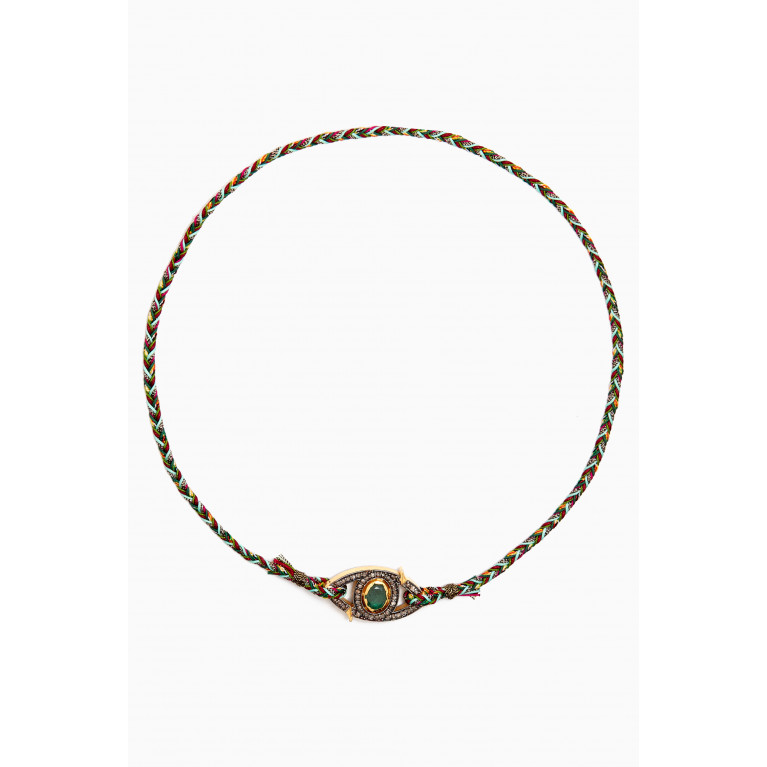 Patricia Arango - Eye Clasp Emerald, Gold & Diamond Necklace in Sterling Silver