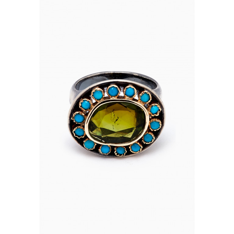 Patricia Arango - Tourmaline & Turquoise Ring in Sterling Silver