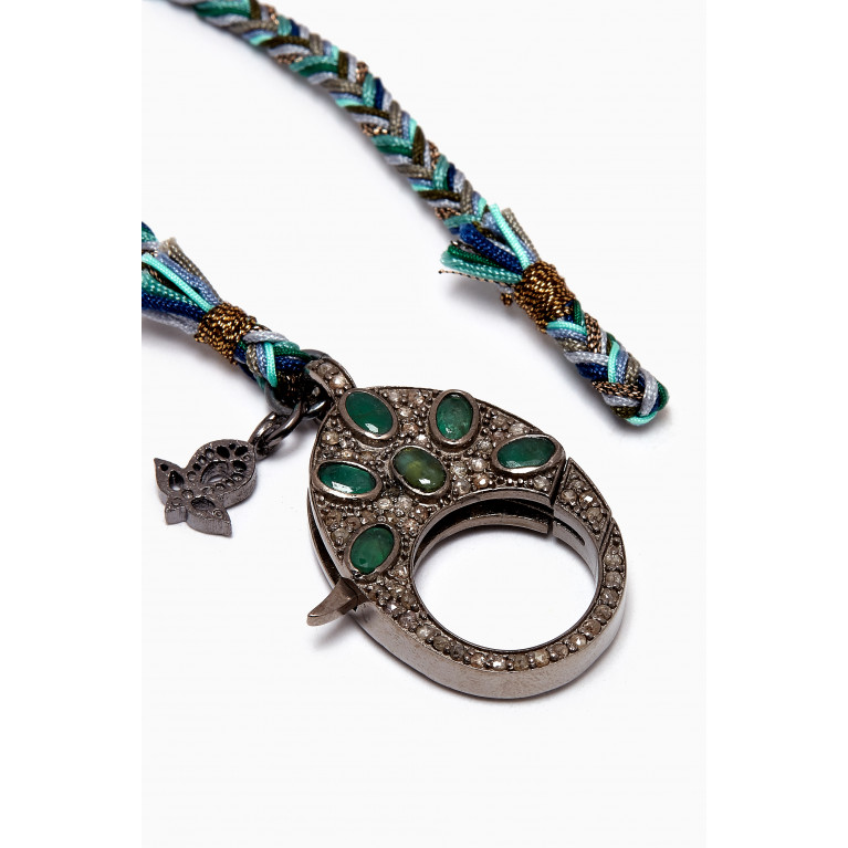Patricia Arango - Emerald & Diamond Clasp Bracelet in Sterling Silver
