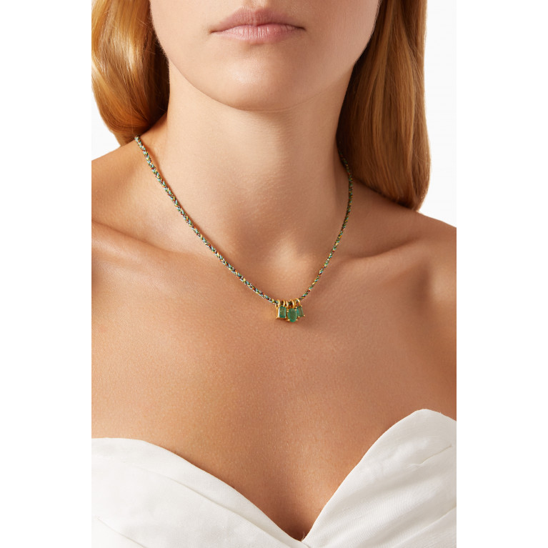 Patricia Arango - Three Emerald Pendant Necklace in 10kt Gold