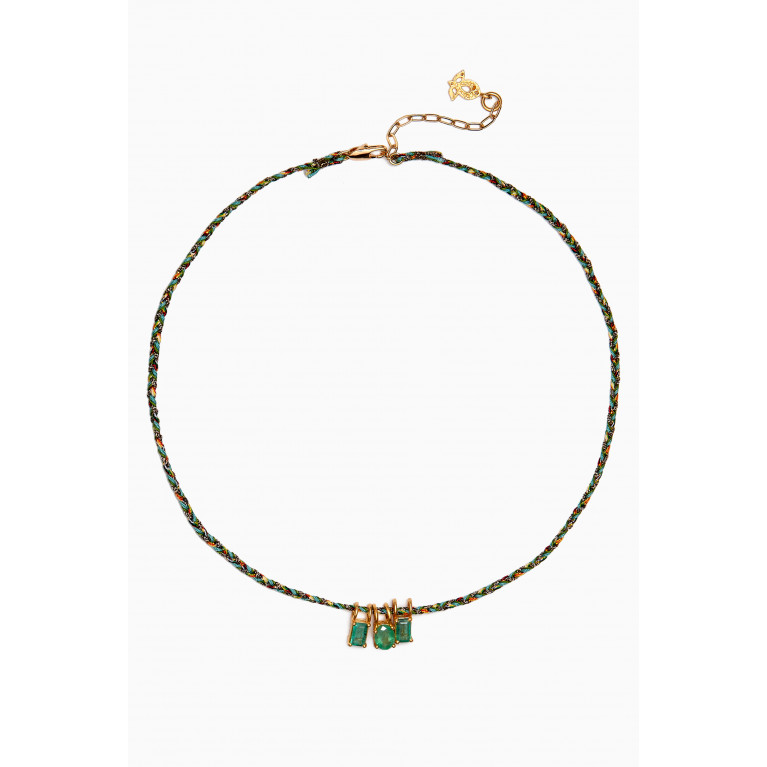 Patricia Arango - Three Emerald Pendant Necklace in 10kt Gold