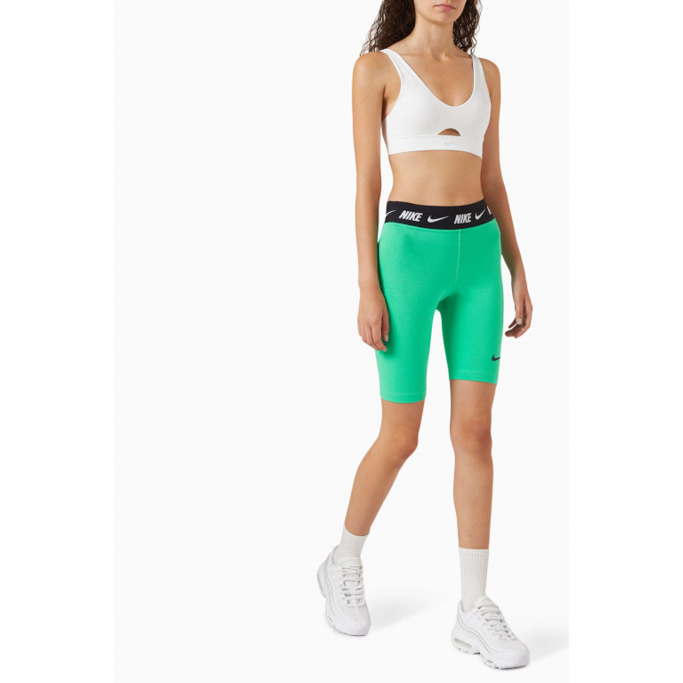 Nike - High-Waist Biker Shorts in Cotton-jersey Green