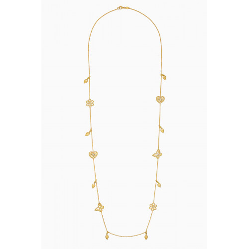 Damas - Farfasha Frou Frou Mixed Motif Diamond Long Necklace in 14kt Gold