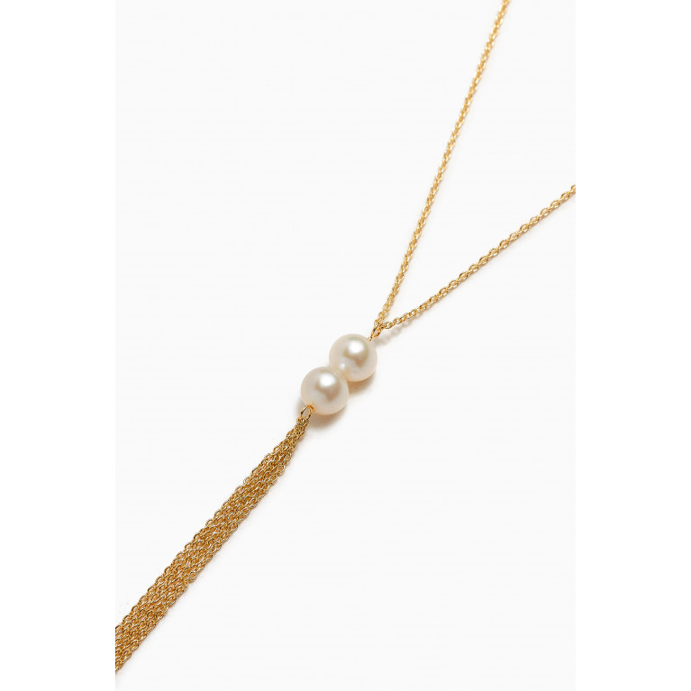 Damas - Kiku Pearl Lariat Necklace in 18kt Gold