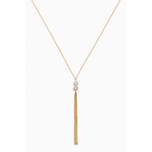 Damas - Kiku Pearl Lariat Necklace in 18kt Gold