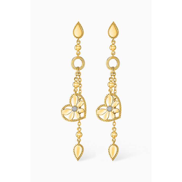 Damas - Farfasha Frou Frou Heart Diamond Drop Earrings in 14kt Gold