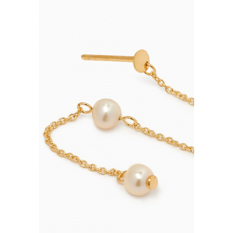 Damas - Kiku Pearl Drop Chain Earrings in 18kt Gold