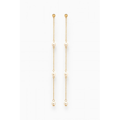 Damas - Kiku Pearl Drop Chain Earrings in 18kt Gold