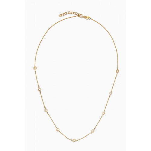 Damas - Kiku Pearl Station Necklace in 18kt Gold