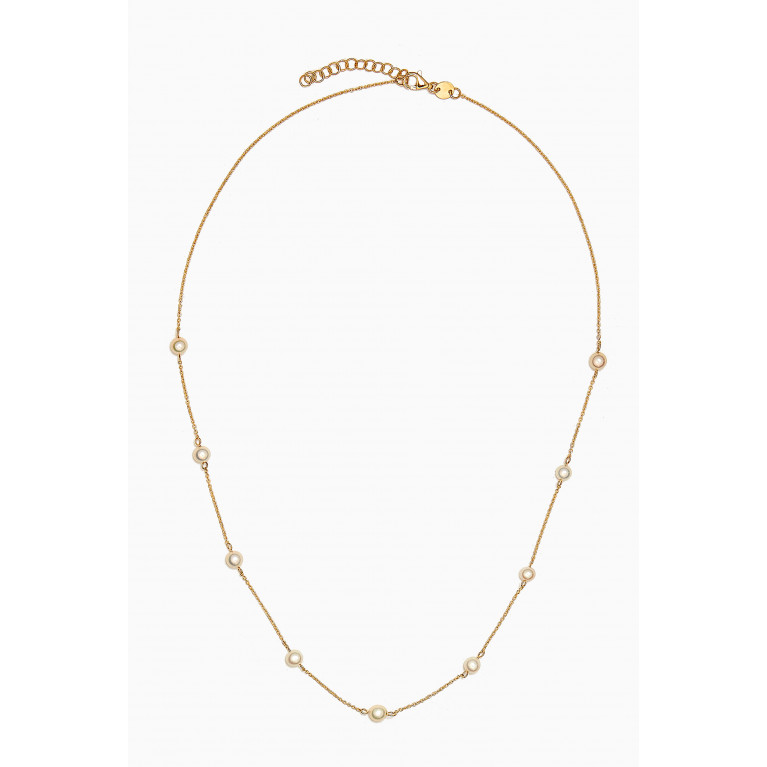 Damas - Kiku Pearl Station Necklace in 18kt Gold