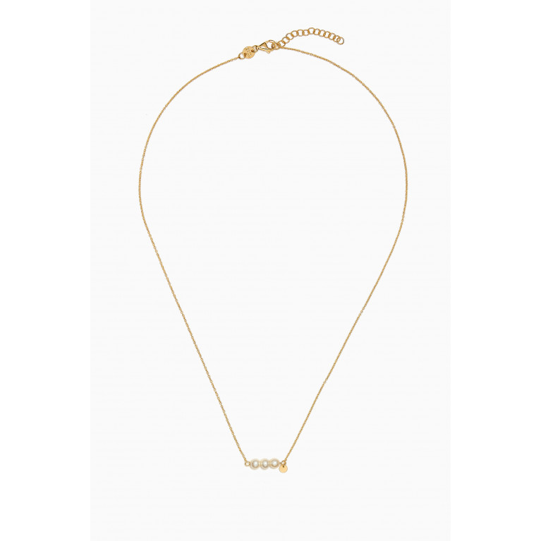 Damas - Kiku Pearl Bar Necklace in 18kt Gold
