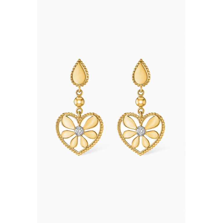 Damas - Farfasha Frou Frou Heart Diamond Drop Earrings in 14kt Gold