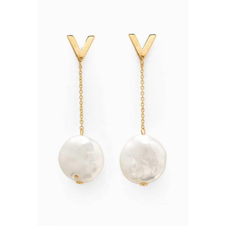 Damas - Kiku Baroque Pearl Drop Earrings in 18kt Gold