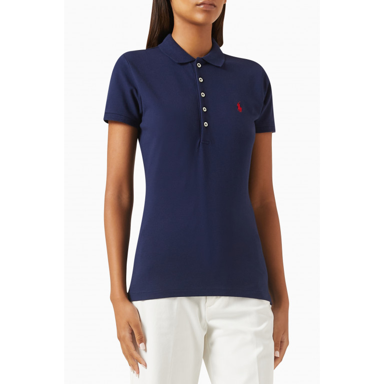Polo Ralph Lauren - Julie Slim-fit Polo Shirt in Cotton-piqué Blue