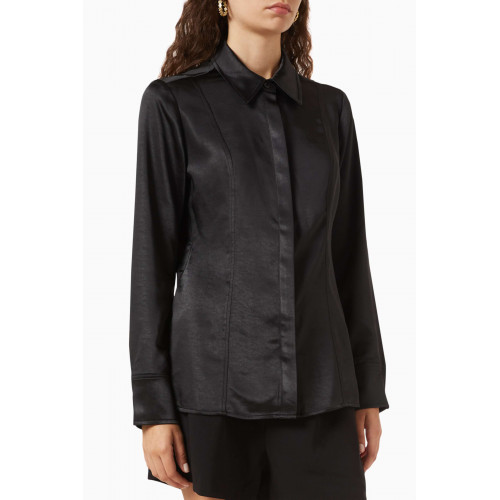 Good American - Slim-fit Tunic Shirt in Satin Black