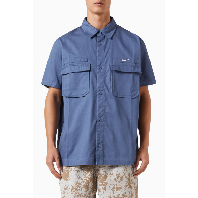 Nike - Military Short-sleeve Shirt in Cotton Blue
