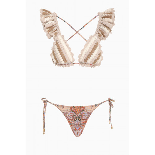 Zimmermann - Devi Stripe Crochet Bikini Set in Cotton