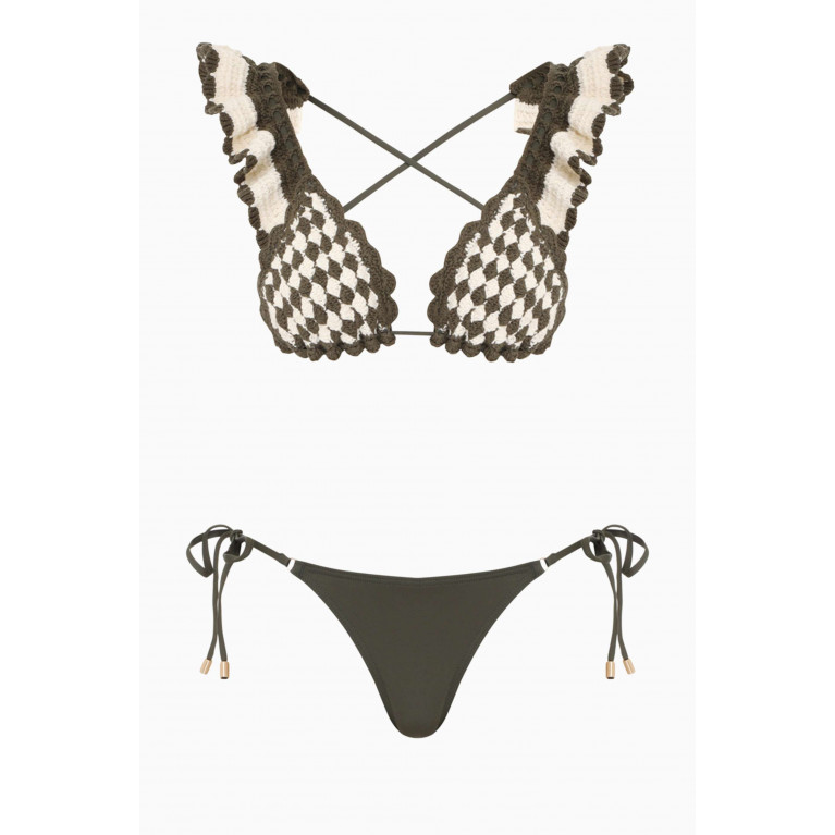 Zimmermann - Devi Crochet Triangle Bikini Set in Cotton