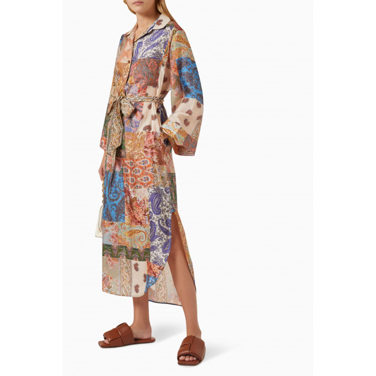 Zimmermann - Devi Midi Shirt Dress in Silk Multicolour