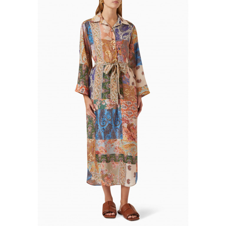 Zimmermann - Devi Midi Shirt Dress in Silk Multicolour