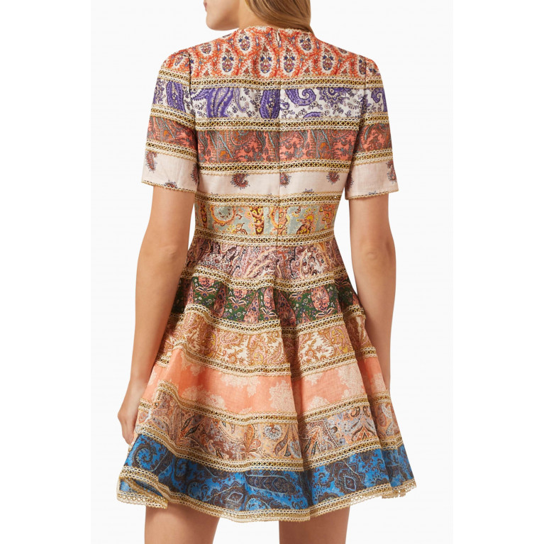 Zimmermann - Devi Spliced Mini Dress in Linen