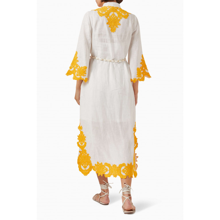 Zimmermann - Raie Embroidered Trim Dress in Cotton