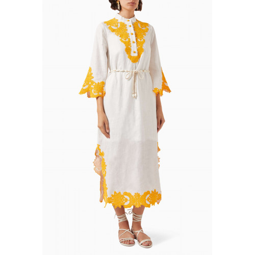 Zimmermann - Raie Embroidered Trim Dress in Cotton