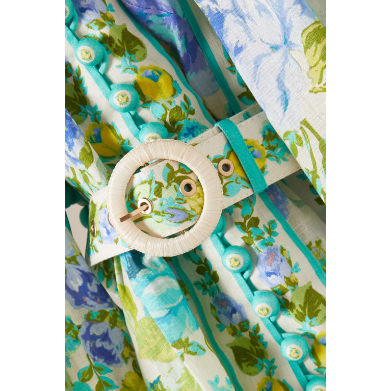 Zimmermann - Raie Floral-print Buttoned Mini Dress in Linen