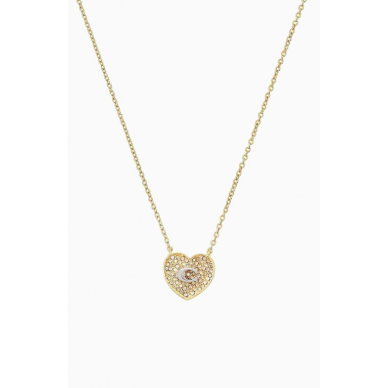 Coach - C Pave Heart Necklace in Metal