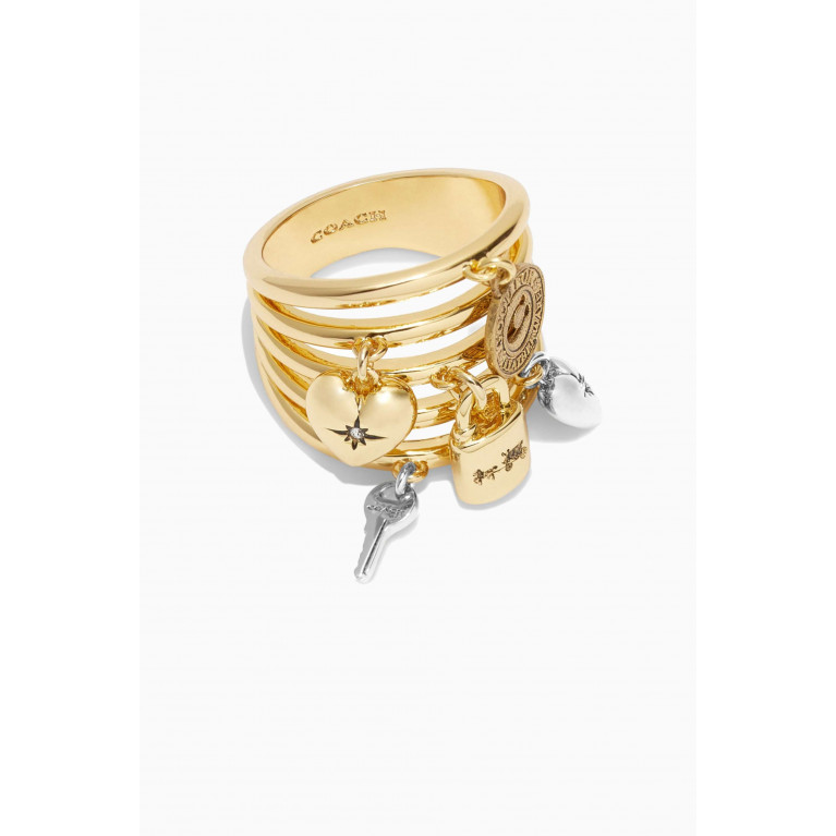 Coach - Signature Charm Ring in Brass
